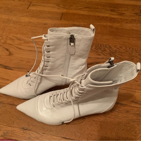 Alexandre Birman Millen White Lace up Leather Booties - Picture 8 of 14